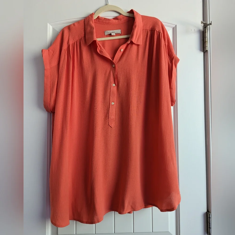 Loft Dolman Henley Coral Top Sz XXL - Picture 4 of 7